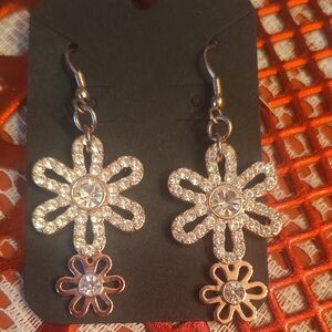 Lia Sophia Sparkling Silver Flower Earrings